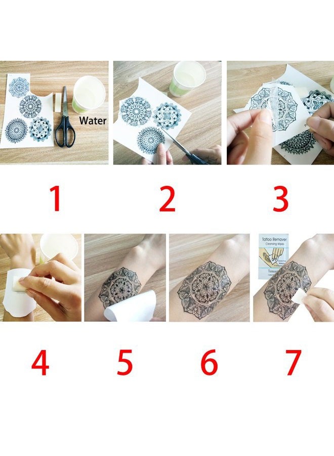Glaryyears 9 Sheets Black Small Temporary Tattoo, Hands Face Tattoo Sticker for Men Women, Metallic Gold Silver Flower Space Moon Snake Cat Diamond Designs on Arm Neck Shoulder Clavicle Waterproof - Image 5